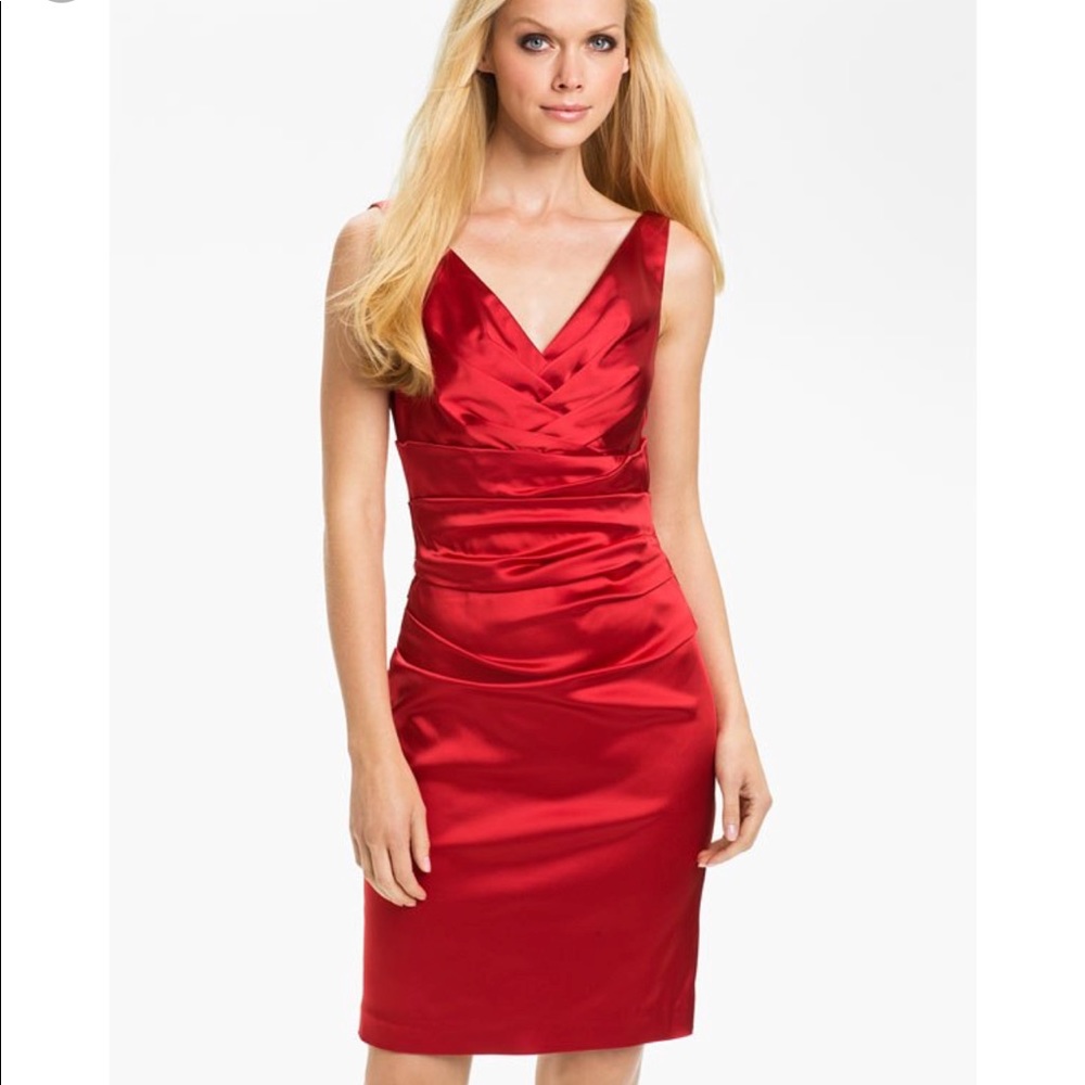 Red silk dress